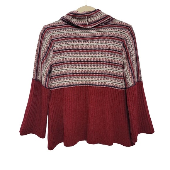 Style & Co Turtleneck Sweater Textured Red Fair Isle XL Pullover Jumper 549 - Picture 2 of 11